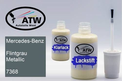 Mercedes-Benz, Flintgrau Metallic, 7368: 20ml Lackstift + 20ml Klarlack - Set, von ATW Autoteile West.